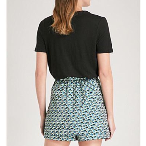 MAJE E18Trevor Black Woven Linen T Shirt Crewneck - Picture 2 of 11